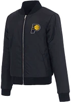 Indiana Pacers Womens Navy Blue Reversible Fleece Zip Up Medium Weight Jacket