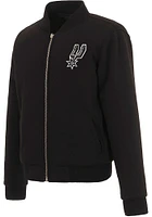 San Antonio Spurs Womens Black Reversible Fleece Zip Up Medium Weight Jacket