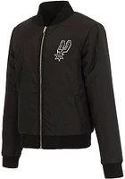 San Antonio Spurs Womens Black Reversible Fleece Zip Up Medium Weight Jacket