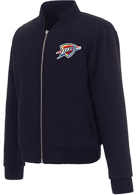 Oklahoma City Thunder Womens Navy Blue Reversible Fleece Zip Up Medium Weight Jacket