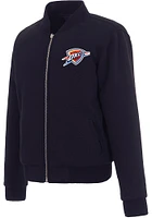 Oklahoma City Thunder Womens Navy Blue Reversible Fleece Zip Up Medium Weight Jacket