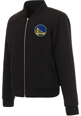 Golden State Warriors Womens Black Reversible Fleece Zip Up Medium Weight Jacket
