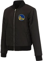 Golden State Warriors Womens Black Reversible Fleece Zip Up Medium Weight Jacket