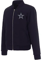 Dallas Cowboys Womens Navy Blue Reversible Fleece Zip Up Medium Weight Jacket
