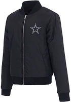 Dallas Cowboys Womens Navy Blue Reversible Fleece Zip Up Medium Weight Jacket
