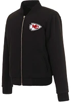 Kansas City Chiefs Womens Black Reversible Fleece Zip Up Medium Weight Jacket