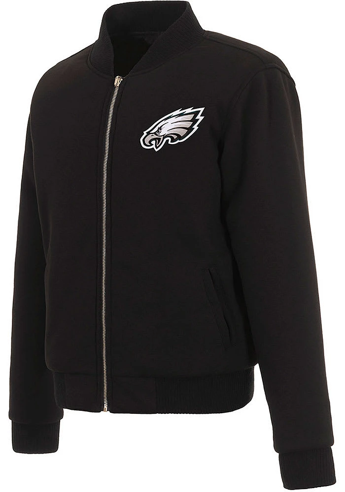Philadelphia Eagles Womens Black Reversible Fleece Zip Up Medium Weight Jacket