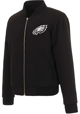 Philadelphia Eagles Womens Black Reversible Fleece Zip Up Medium Weight Jacket