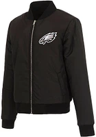 Philadelphia Eagles Womens Black Reversible Fleece Zip Up Medium Weight Jacket