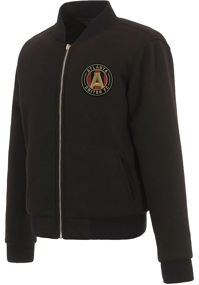 Atlanta United FC Womens Black Reversible Fleece Zip Up Medium Weight Jacket