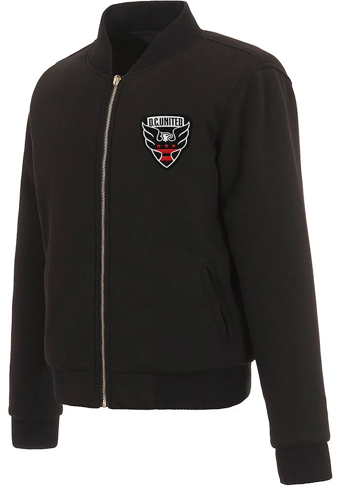 DC United Womens Black Reversible Fleece Zip Up Medium Weight Jacket