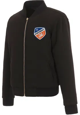 FC Cincinnati Womens Black Reversible Fleece Zip Up Medium Weight Jacket