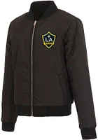 LA Galaxy Womens Black Reversible Fleece Zip Up Medium Weight Jacket