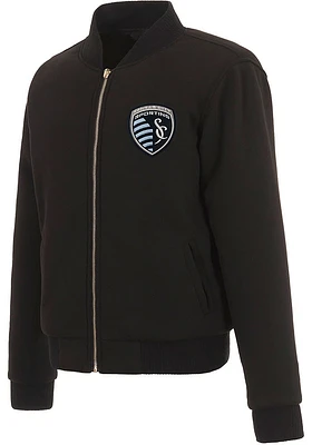 Sporting Kansas City Womens Black Reversible Fleece Zip Up Medium Weight Jacket