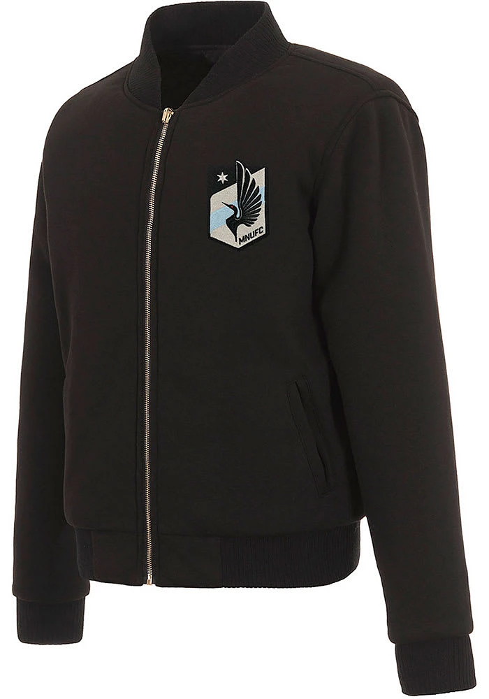 Minnesota United FC Womens Black Reversible Fleece Zip Up Medium Weight Jacket