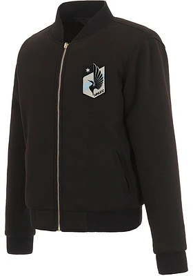Minnesota United FC Womens Black Reversible Fleece Zip Up Medium Weight Jacket