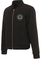Philadelphia Union Womens Black Reversible Fleece Zip Up Medium Weight Jacket