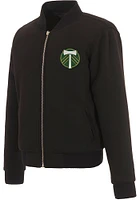 Portland Timbers Womens Black Reversible Fleece Zip Up Medium Weight Jacket