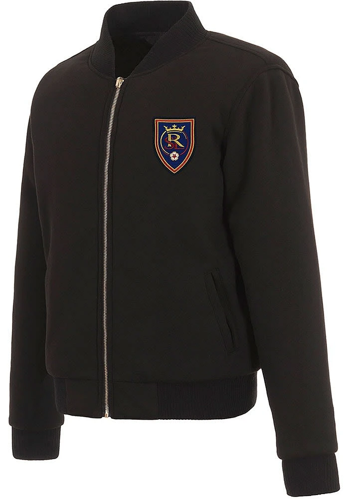 Real Salt Lake Womens Black Reversible Fleece Zip Up Medium Weight Jacket