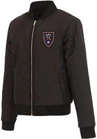 Real Salt Lake Womens Black Reversible Fleece Zip Up Medium Weight Jacket
