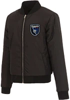 San Jose Earthquakes Womens Black Reversible Fleece Zip Up Medium Weight Jacket