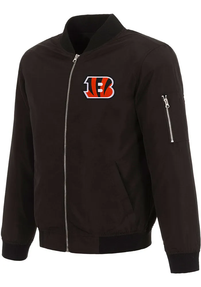 Cincinnati Bengals Mens Black Nylon Bomber Light Weight Jacket