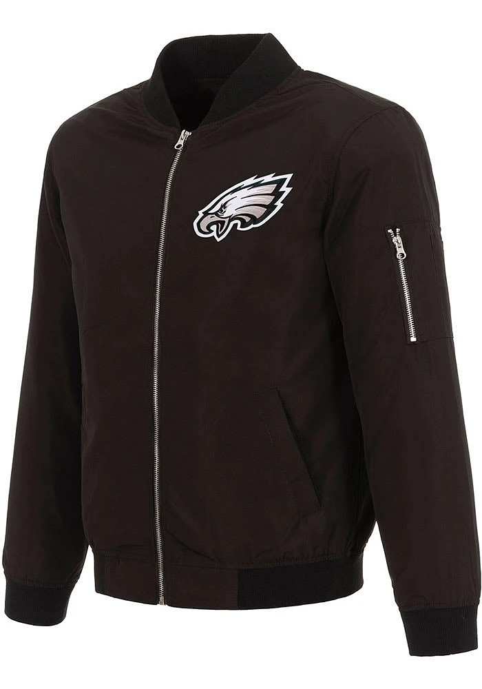 Philadelphia Eagles Mens Black Nylon Bomber Light Weight Jacket