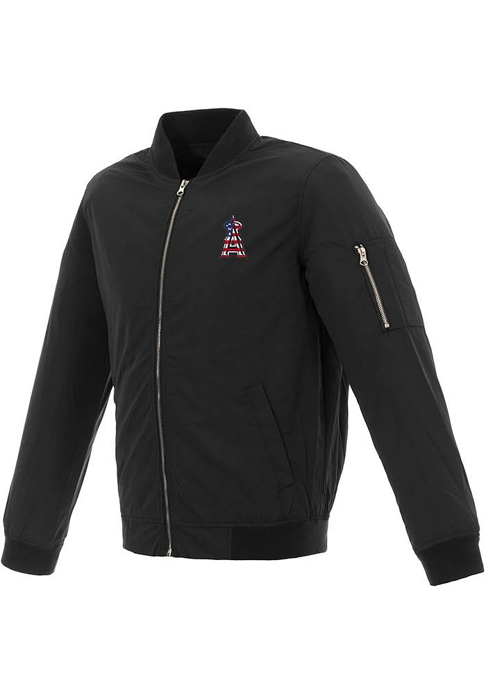 Los Angeles Angels Mens Black Nylon Bomber Light Weight Jacket