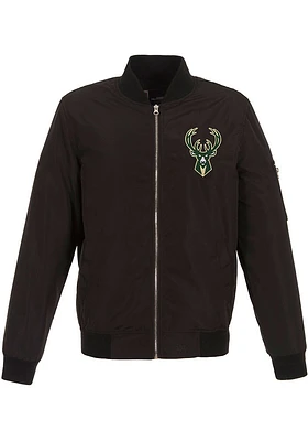 Milwaukee Bucks Mens Black Nylon Bomber Light Weight Jacket