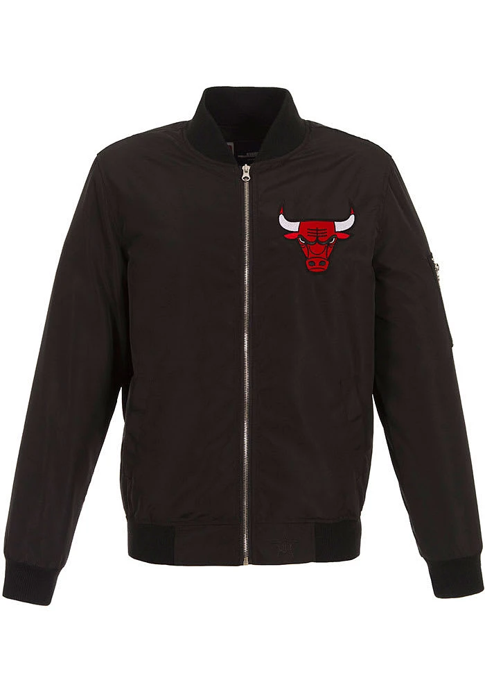 Chicago Bulls Mens Black Nylon Bomber Light Weight Jacket