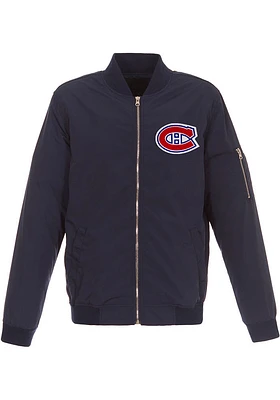 Montreal Canadiens Mens Navy Blue Nylon Bomber Light Weight Jacket