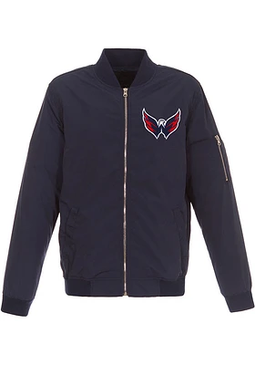 Washington Capitals Mens Navy Blue Nylon Bomber Light Weight Jacket