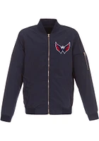 Washington Capitals Mens Navy Blue Nylon Bomber Light Weight Jacket