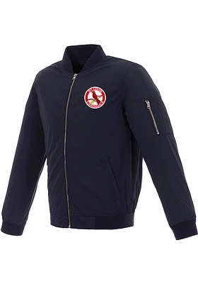 St Louis Cardinals Mens Navy Blue Nylon Bomber Circle Logo Light Weight Jacket