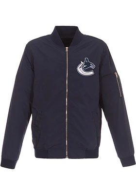Vancouver Canucks Mens Navy Blue Nylon Bomber Light Weight Jacket