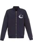 Vancouver Canucks Mens Navy Blue Nylon Bomber Light Weight Jacket