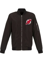 New Jersey Devils Mens Black Nylon Bomber Light Weight Jacket