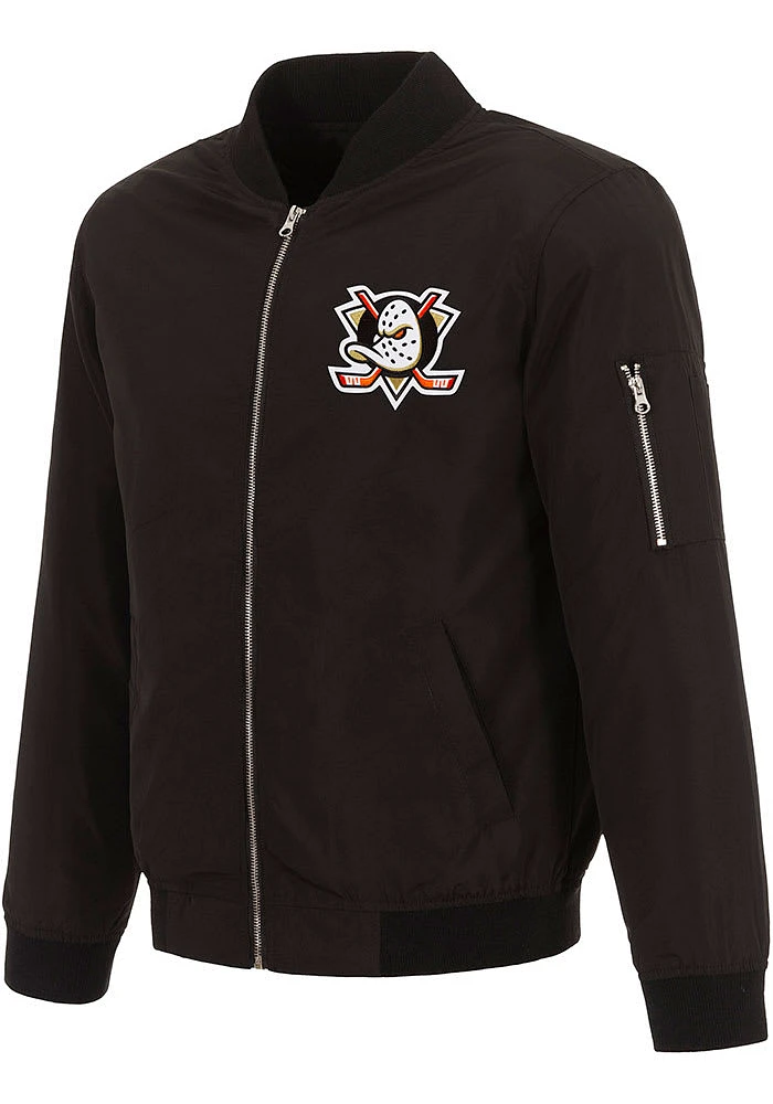 Anaheim Ducks Mens Black Nylon Bomber Light Weight Jacket