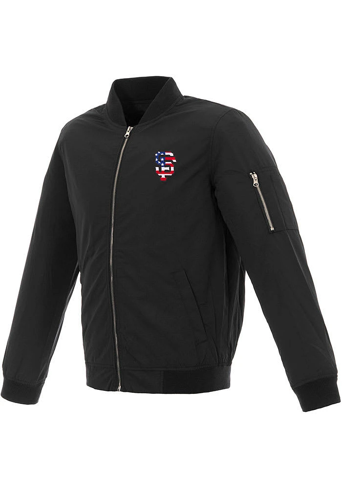 San Francisco Giants Mens Black Nylon Bomber Americana Light Weight Jacket