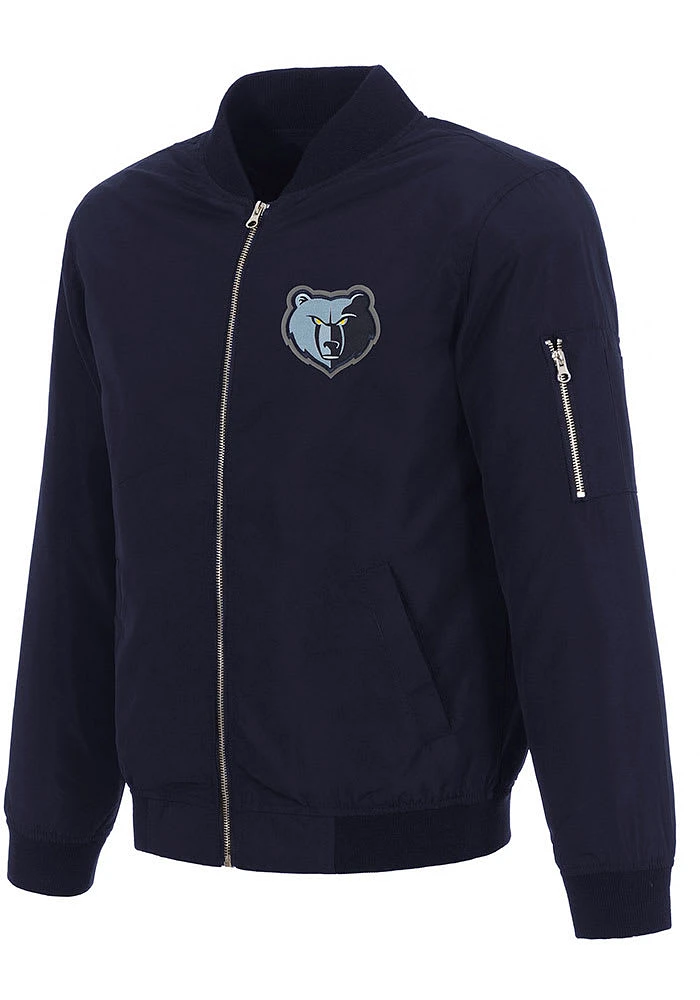 Memphis Grizzlies Mens Navy Blue Nylon Bomber Light Weight Jacket