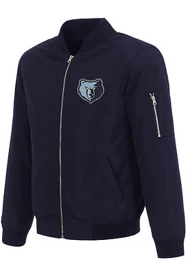 Memphis Grizzlies Mens Navy Blue Nylon Bomber Light Weight Jacket