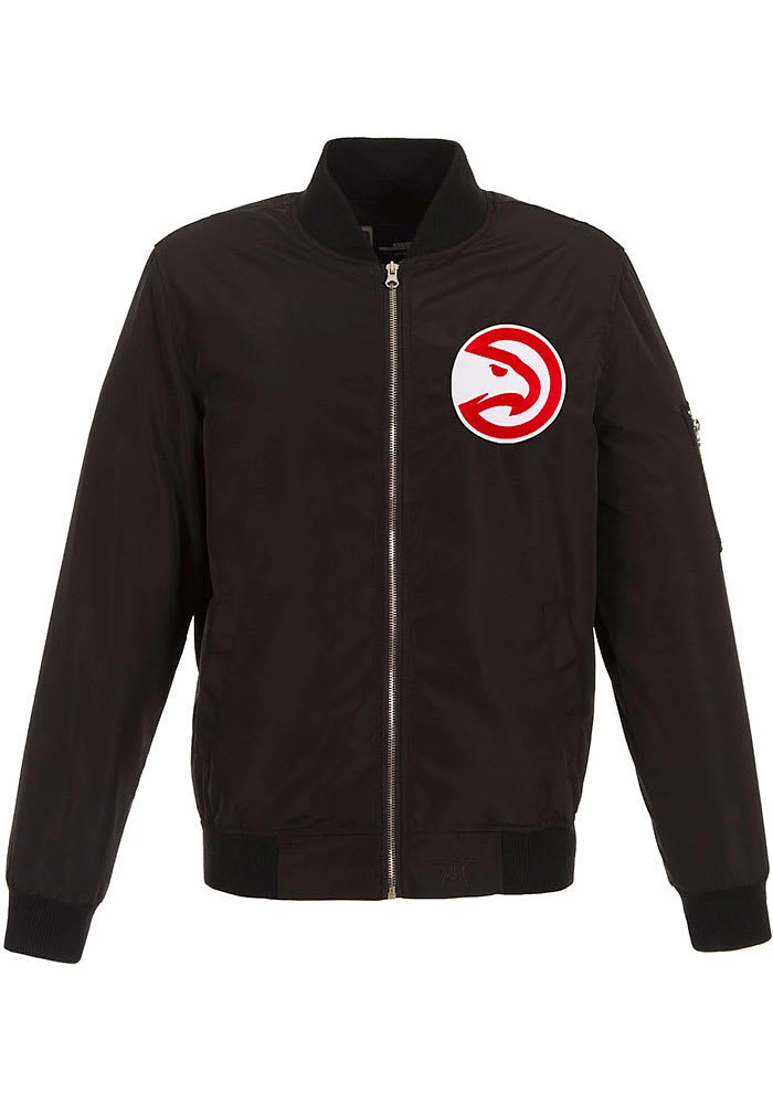 Atlanta Hawks Mens Black Nylon Bomber Light Weight Jacket