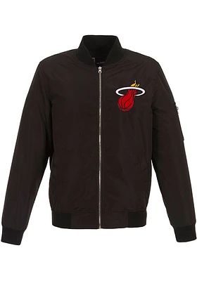 Miami Heat Mens Black Nylon Bomber Light Weight Jacket