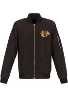 Chicago Blackhawks Mens Black Nylon Bomber Light Weight Jacket