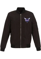 Charlotte Hornets Mens Black Nylon Bomber Light Weight Jacket
