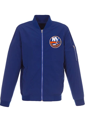New York Islanders Mens Blue Nylon Bomber Light Weight Jacket