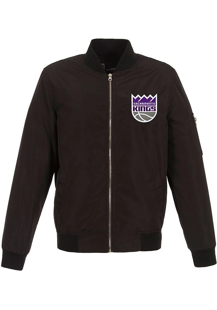 Sacramento Kings Mens Black Nylon Bomber Light Weight Jacket