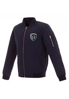 Sporting Kansas City Mens Navy Blue Nylon Bomber Light Weight Jacket