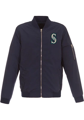 Seattle Mariners Mens Navy Blue Nylon Bomber Light Weight Jacket