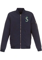 Seattle Mariners Mens Navy Blue Nylon Bomber Light Weight Jacket